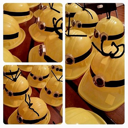 Custom party hats for a Minion inspired birthday p