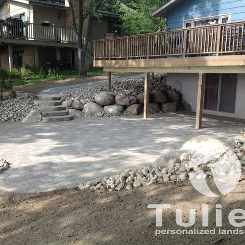 New patio and boulder install