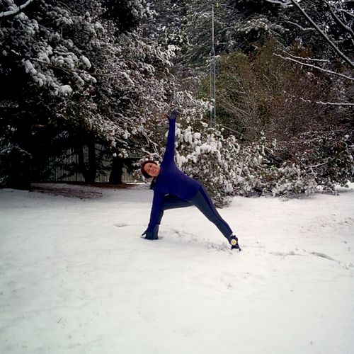 Yoga bliss in snow.