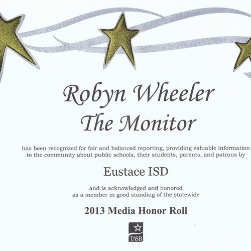 Robyn Wheeler named 2013 Media Honor Roll by Eusta