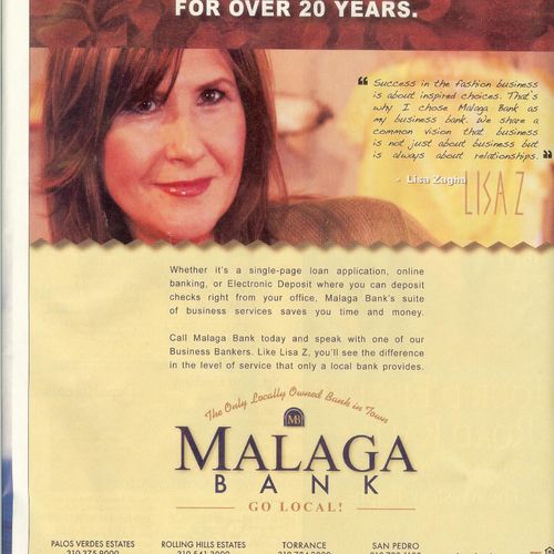 Magazine ad for local bank in South Bay.