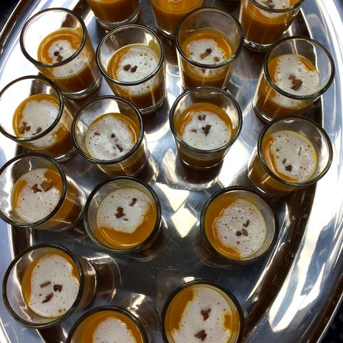 Butternut Squash Bisque Shooters with Cinnamon Inf
