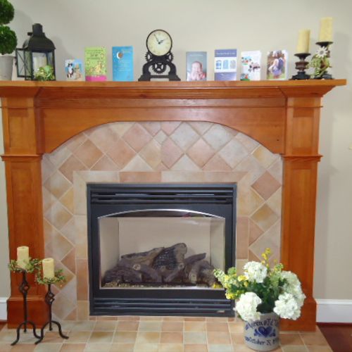 Custom built fireplace mantel