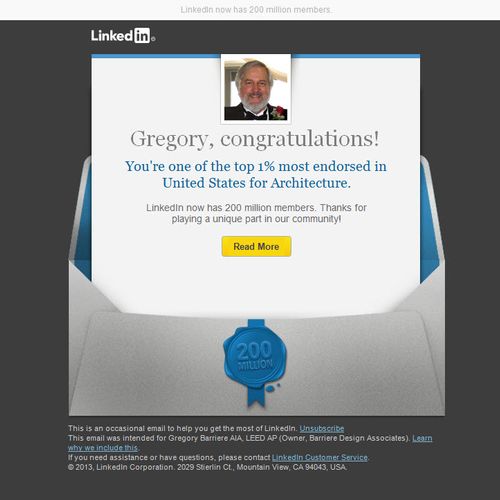 Top 1% Most Endorsed Linked in Architect in the US