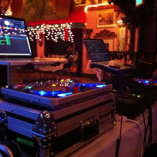 Double DJ mobile setup for a Holiday Corporate Eve