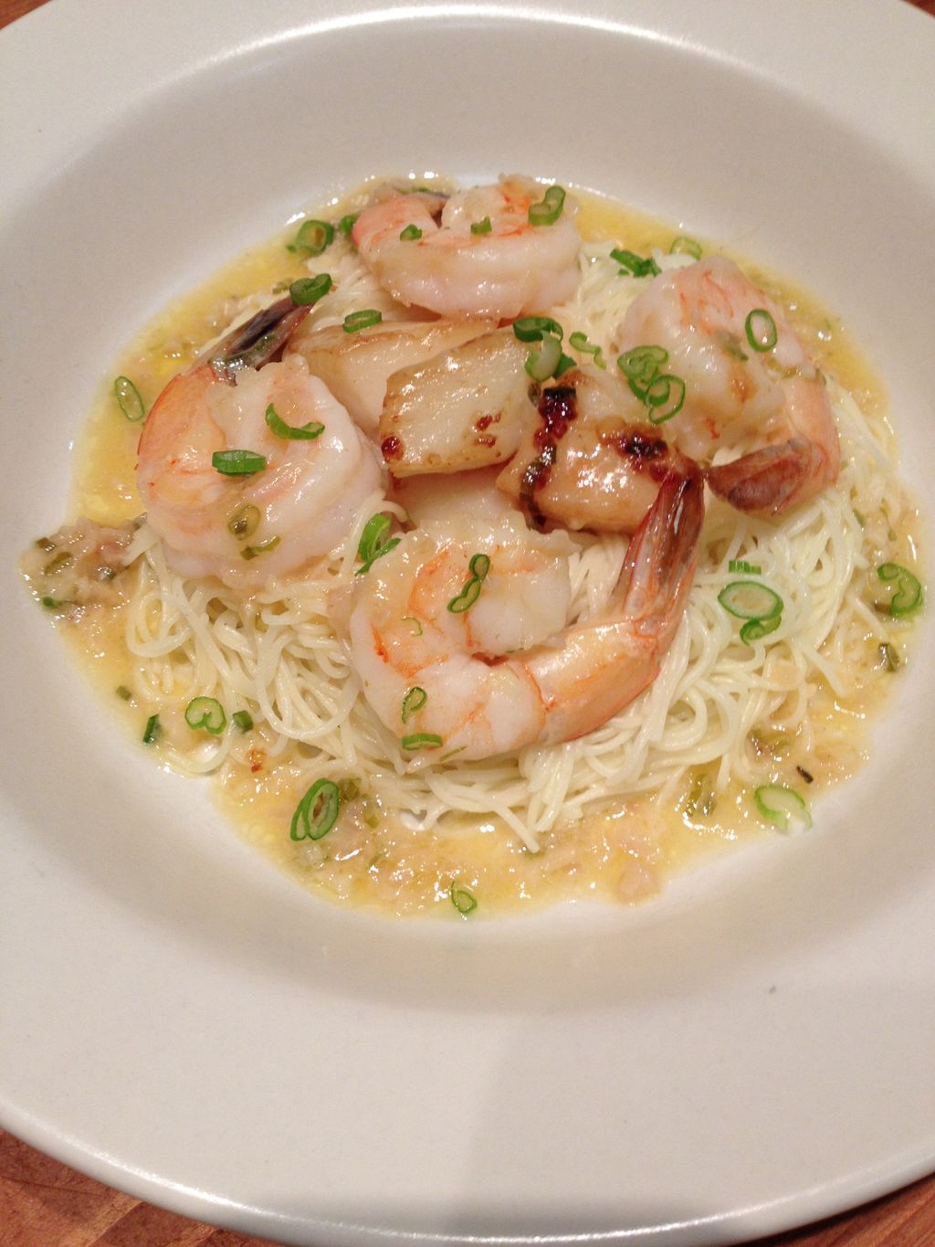 Shrimp Scampi Style with Scallops