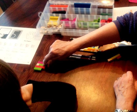 One of our tutors working on math skills