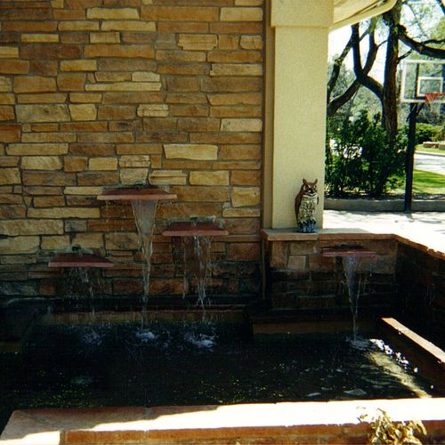 Waterfall at customers entry constructed out of Fl