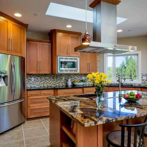 An open Kitchen with island