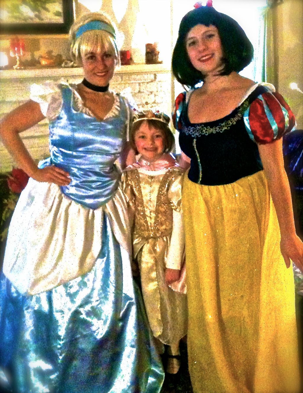 Princess Cinderella and Snow with the happy birthd