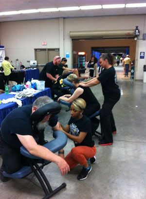 Our students at one of the chair massage events.