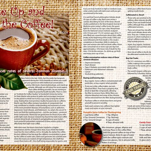 Coffee Article Spread in Life Is Good! Magazine