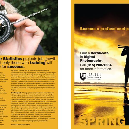 Photography program brochure
Front and Back Cover
