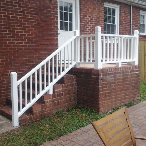 Removed damaged metal railing and matched existing