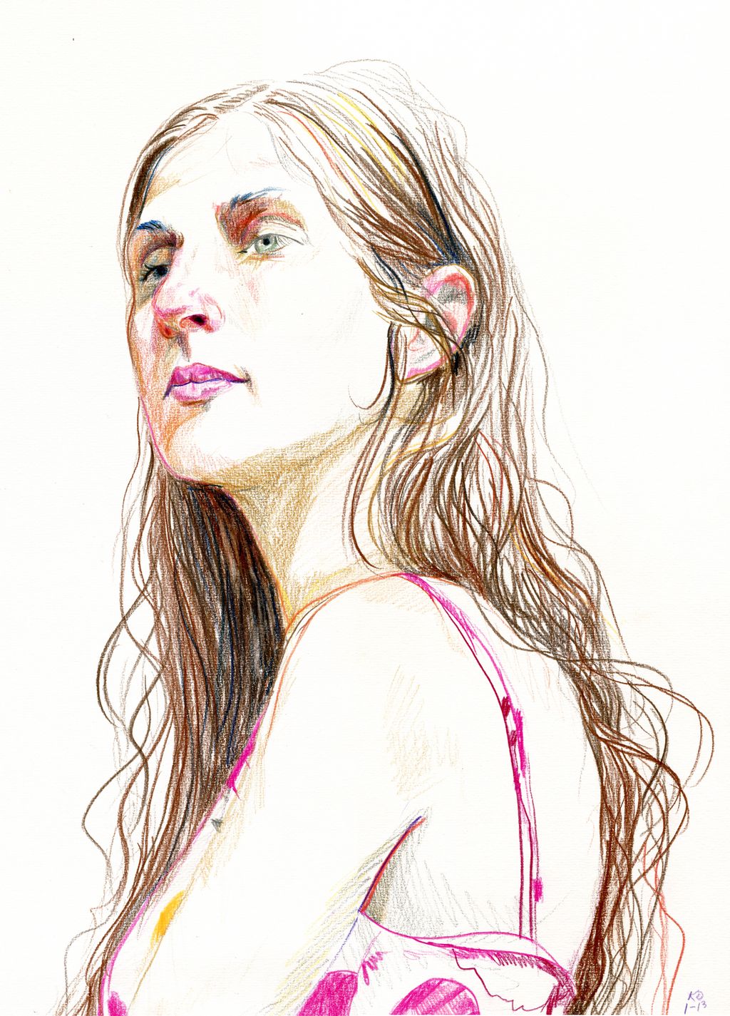 "Brittany," colored pencil on paper.