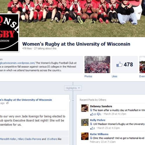 Facebook page of the Women's Rugby at the Universi