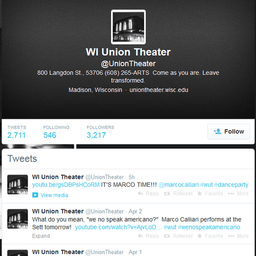 Twitter handle for the Wisconsin Union Theater tha
