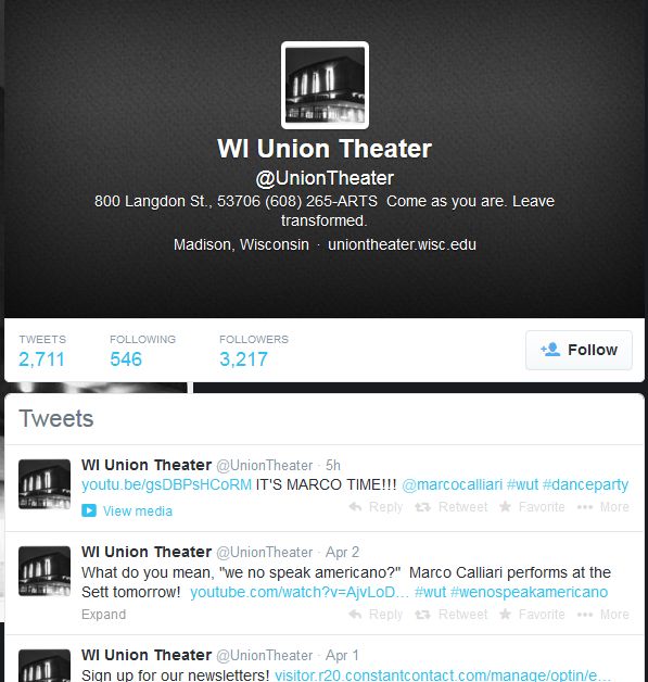 Twitter handle for the Wisconsin Union Theater tha