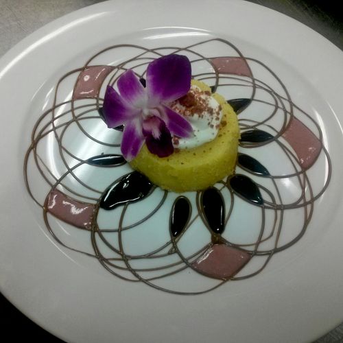 White chocolate passion fruit lava cake