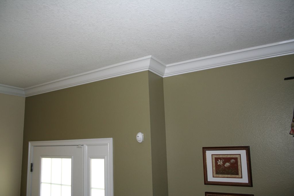 Crown molding install in foyer, dining, kitchen, a