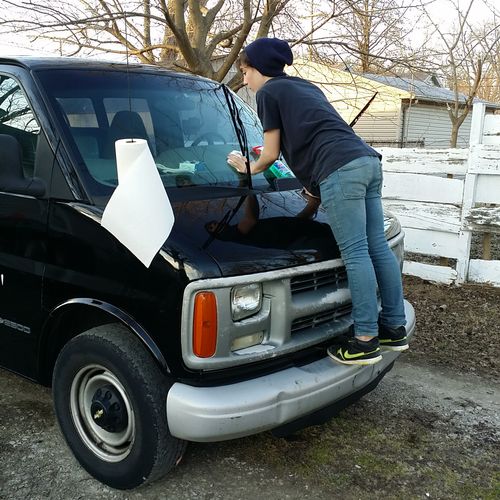 It's hard work keeping the vans clean.