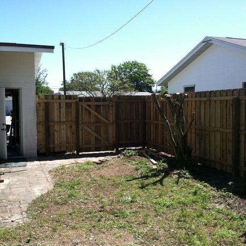 After new fence install at gate corner