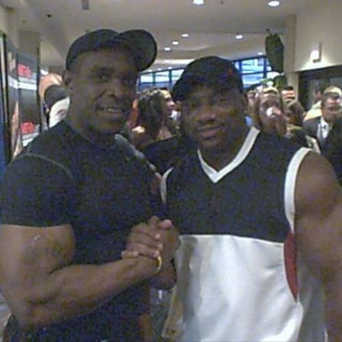 June 2008 standing with that years' Mr. Olympia wi