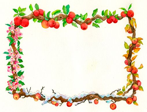Border design of apple branches through the four s