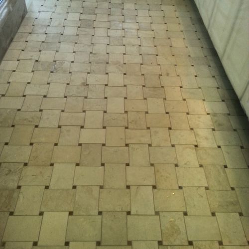 travertine basket weave mosaic bathroom floor