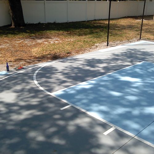 Paint lines on court & paint whole court with line