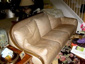 Leather sofa before re dying services.