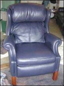 Beautifully restored leather chair after re dying 