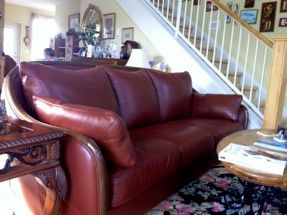 Leather sofa after re dying services. Like new!