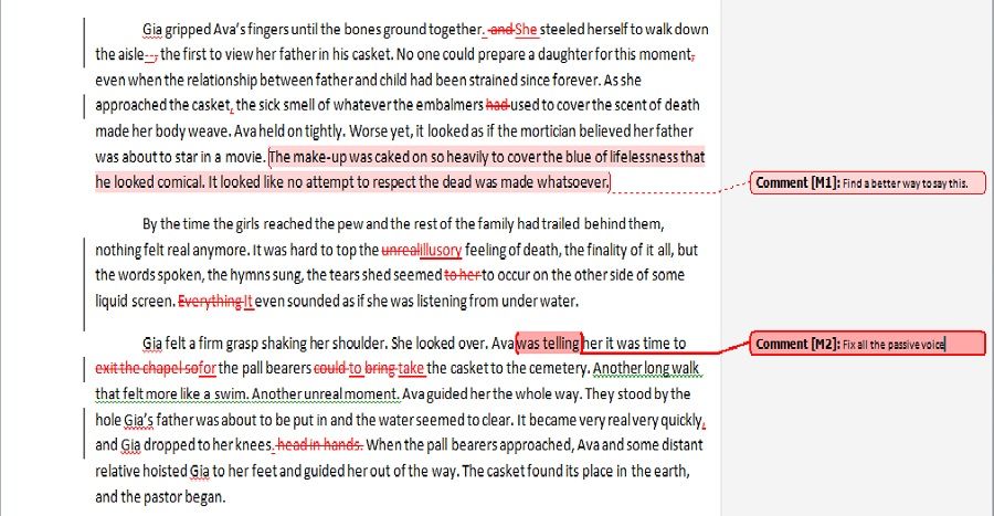 Example of editing/proofreading process using Micr