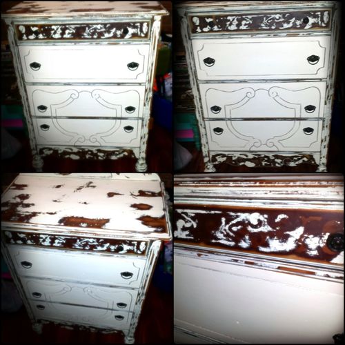 antique dresser in creamy old white chalk paint