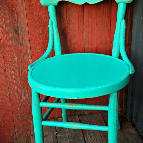 antique chair in patina milk paint