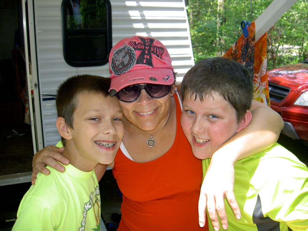 Camping with my wonderful twin boys.