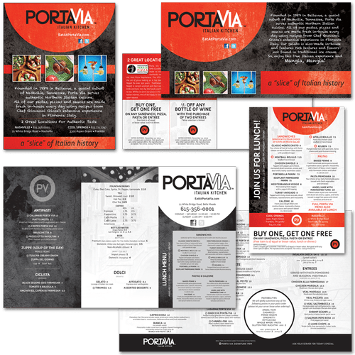 Refreshed menu, flyers and direct mail piece for P