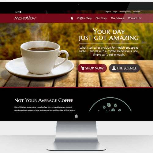 MontaVida Coffee website. Branding, graphic & prin