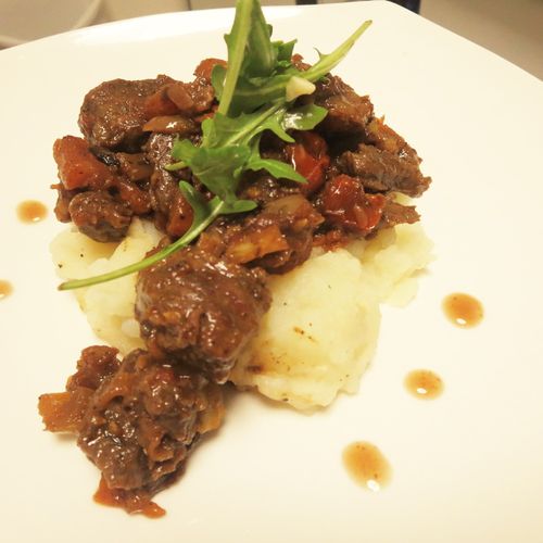 Plated meals available! Braised fee range beef, Ga