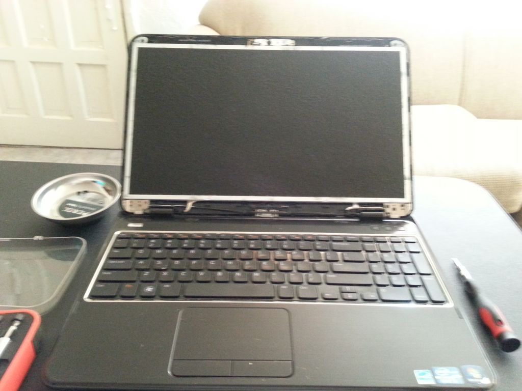 A damaged monitor that will be replaced.