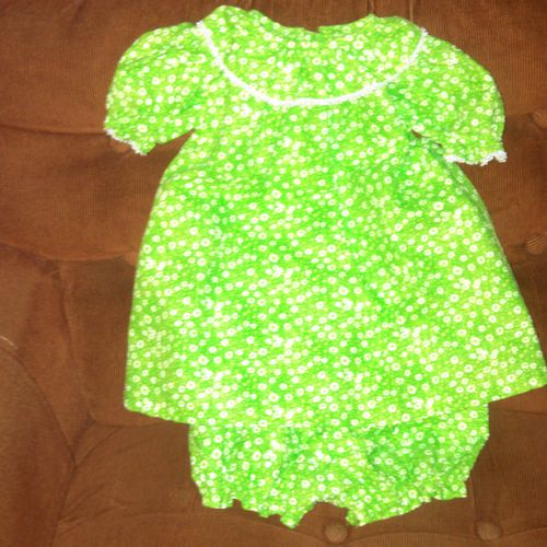 Baby dress and diaper cover, size 6 mo.