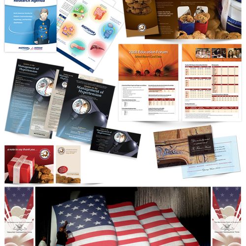 Print Projects including brochure, posters, fliers