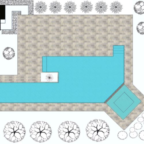Pool Area, Initial Site Plan, 
San Marino, CA (201