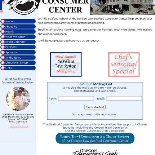 Seafood Consumer Center, 2005, dynamic site utiliz
