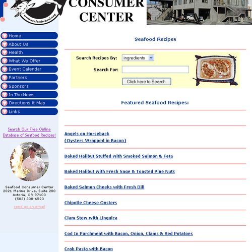Seafood Consumer Center site included searchable r