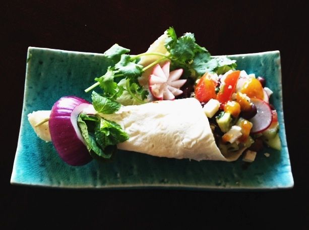 Organic black bean, avocado, red onion salad with 