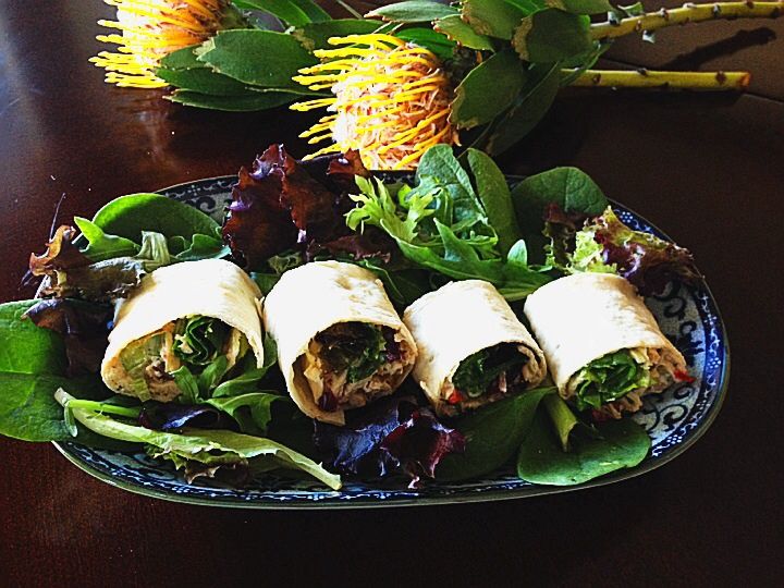 Chicken wrapped in lavash bread seasoned  in sweet