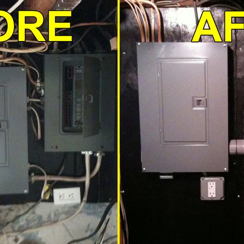 Before and After of garage panel upgrade.