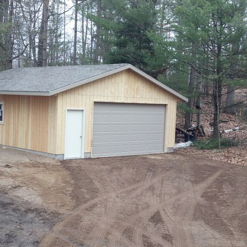 Our basic garage package with t1-11 siding.